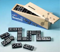 Domino in Holzkassette (55 Steine) (Noris)