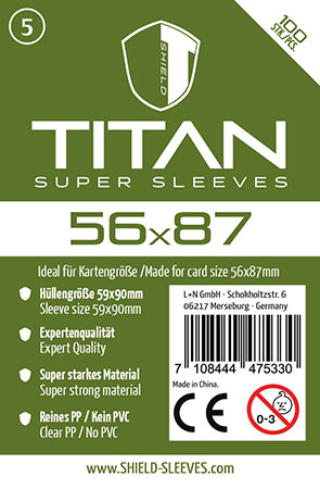 Shield Titan 5 - 100 Super Sleeves für Kartengröße 56 x 87 mm