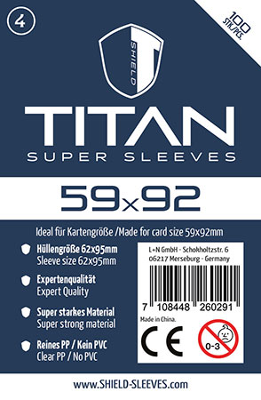 Shield Titan 4 - 100 Super Sleeves für Kartengröße 59 x 92 mm