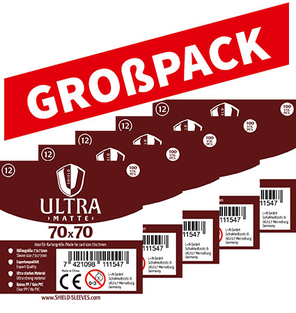 Shield Ultra Matte 12 -(100er Großpack) 100 Super Sleeves für Kartengröße 70 x 70 mm